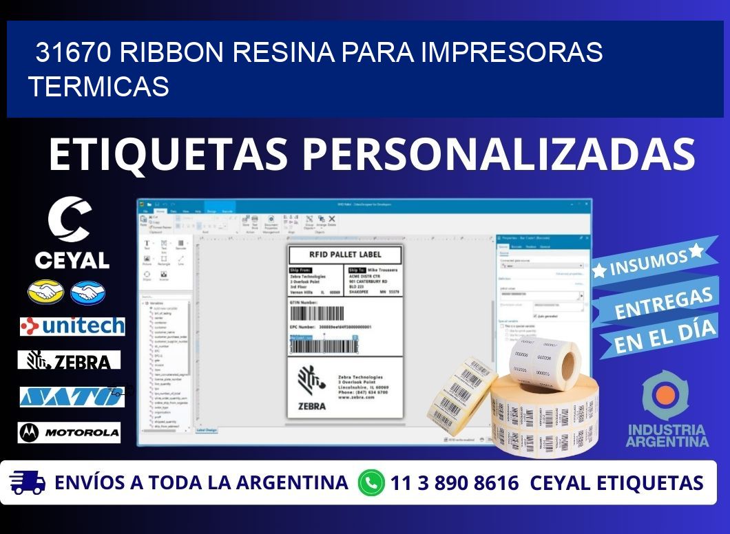 31670 ribbon resina para impresoras termicas