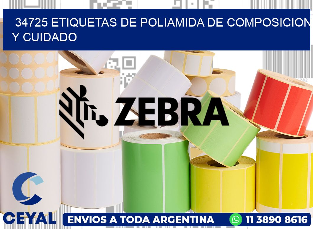 34725 etiquetas de poliamida de composicion y cuidado