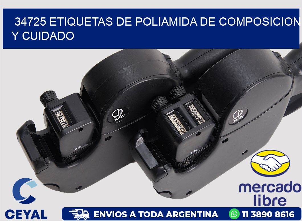 34725 etiquetas de poliamida de composicion y cuidado