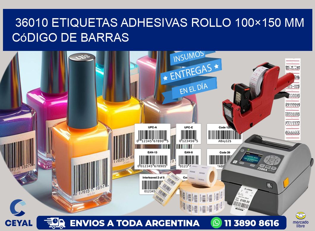 36010 etiquetas adhesivas rollo 100×150 mm código de barras