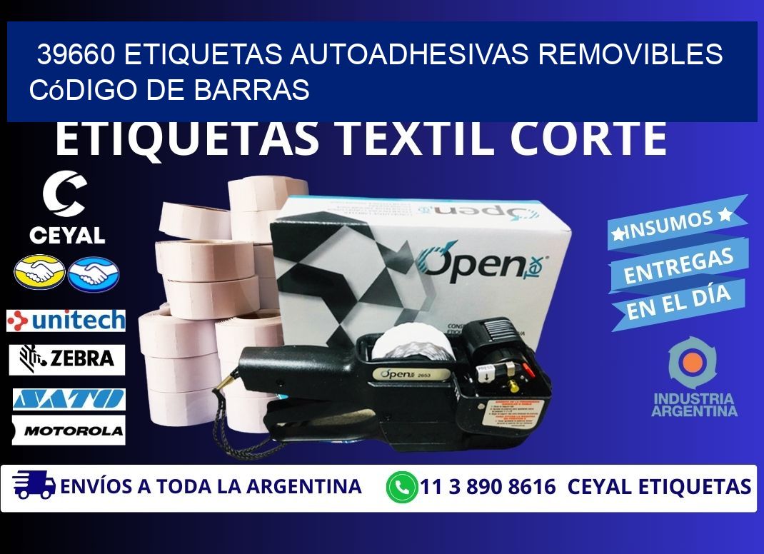 39660 etiquetas autoadhesivas removibles código de barras