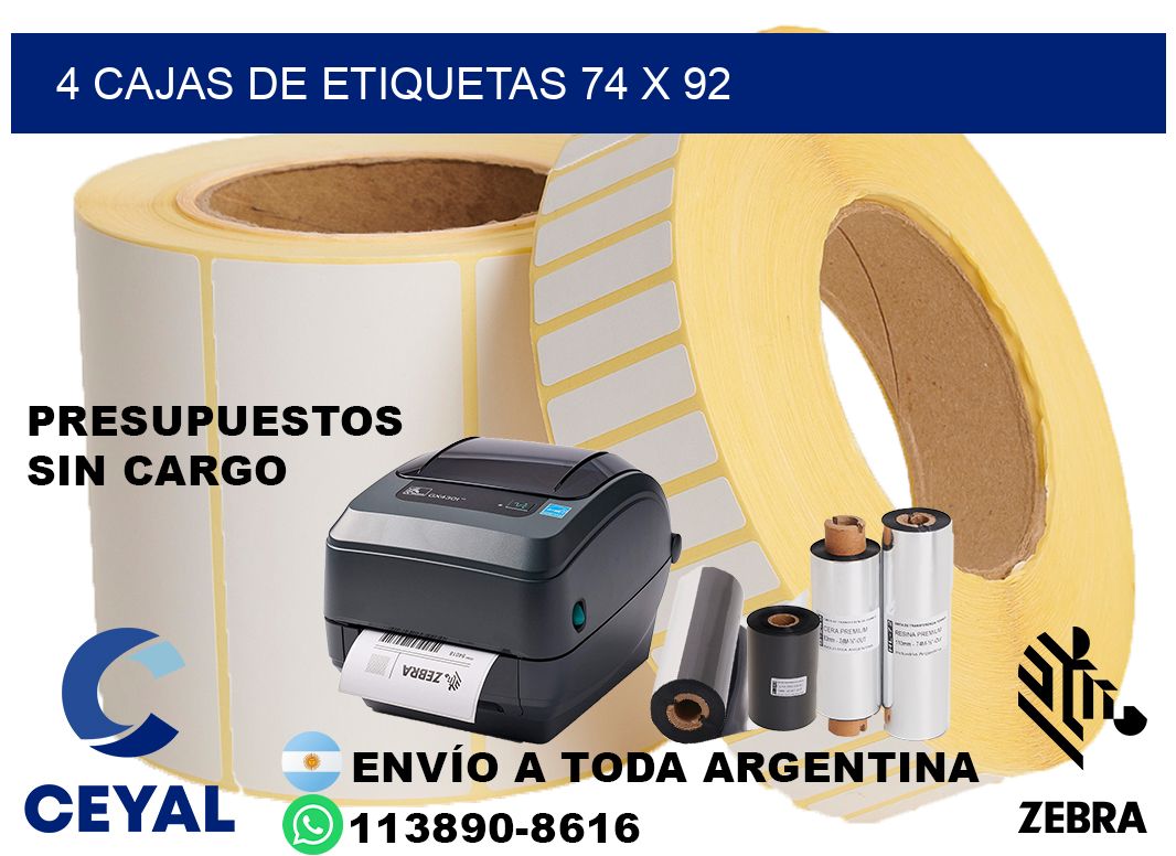 4 cajas de etiquetas 74 x 92