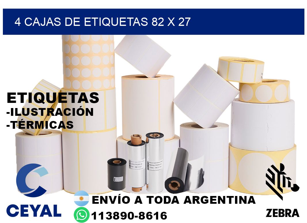 4 cajas de etiquetas 82 x 27