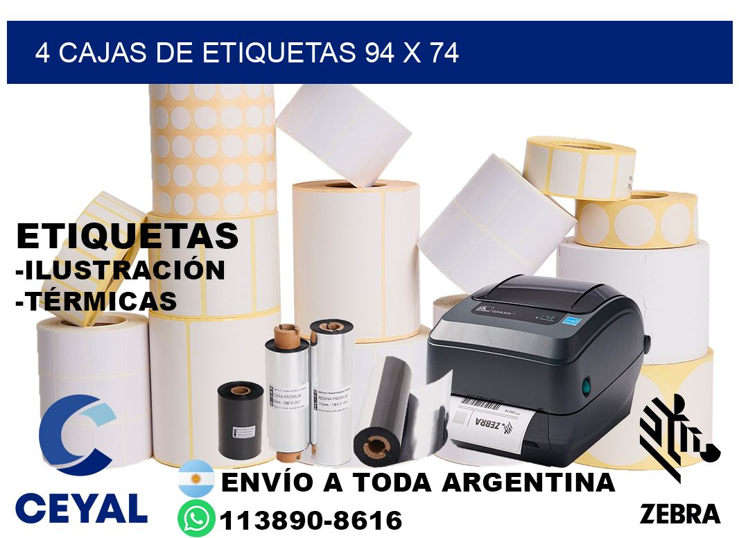 4 cajas de etiquetas 94 x 74