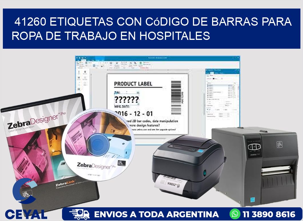 41260 Etiquetas con código de barras para ropa de trabajo en hospitales