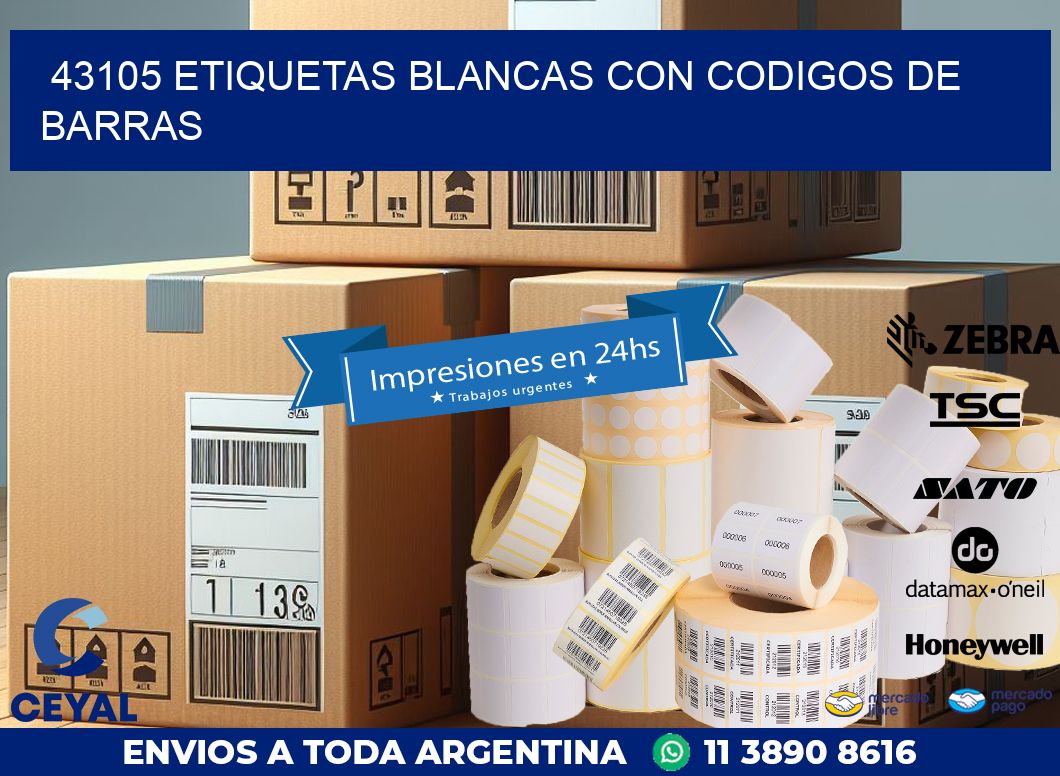 43105 etiquetas blancas con codigos de barras