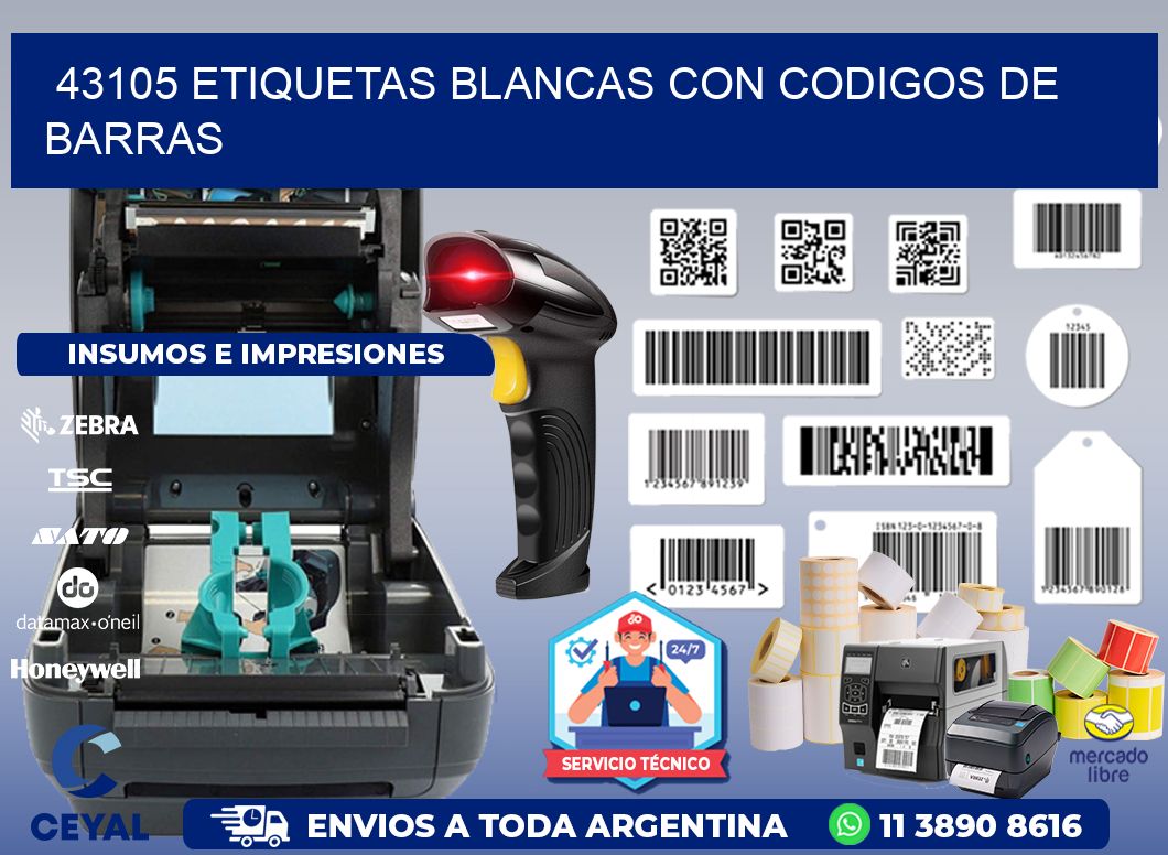 43105 etiquetas blancas con codigos de barras