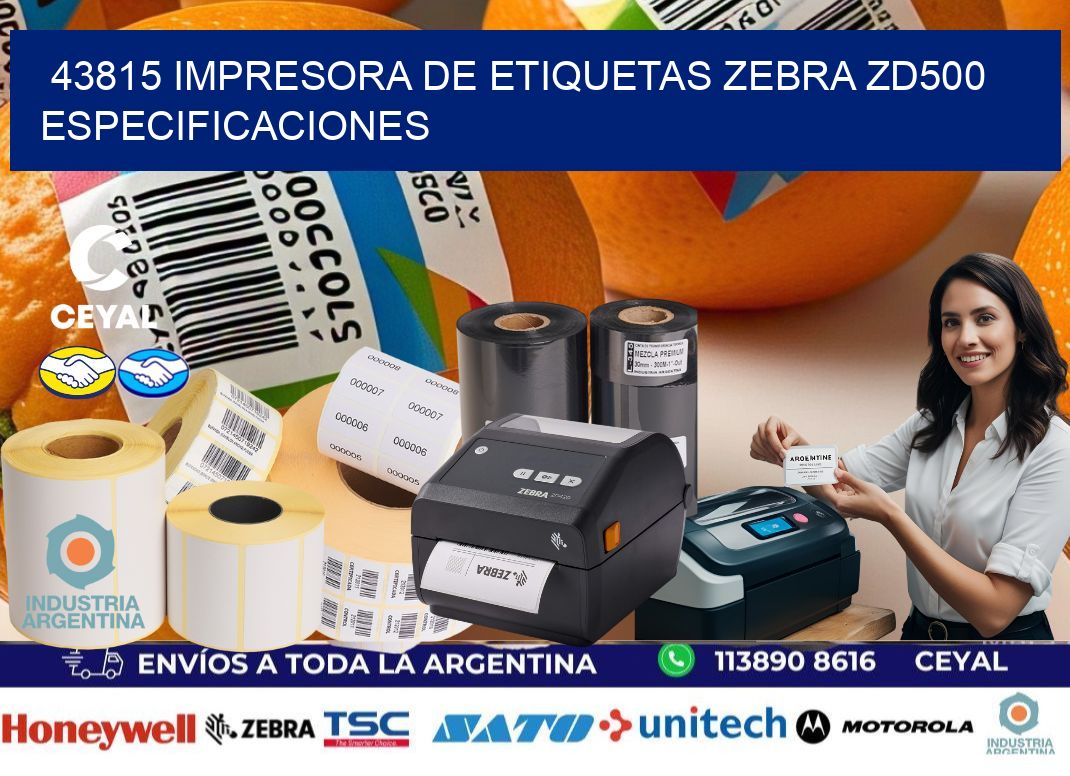 43815 impresora de etiquetas Zebra ZD500 especificaciones