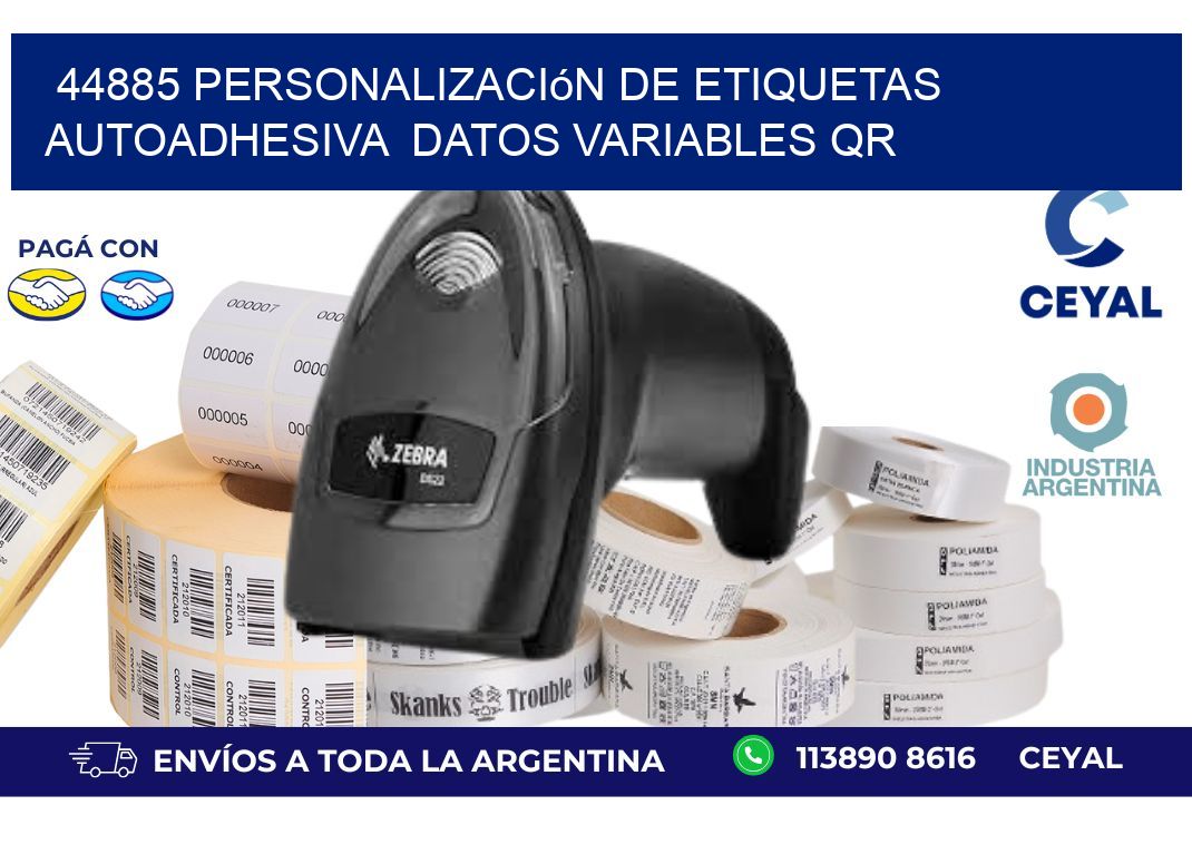 44885 Personalización de etiquetas autoadhesiva  datos variables QR