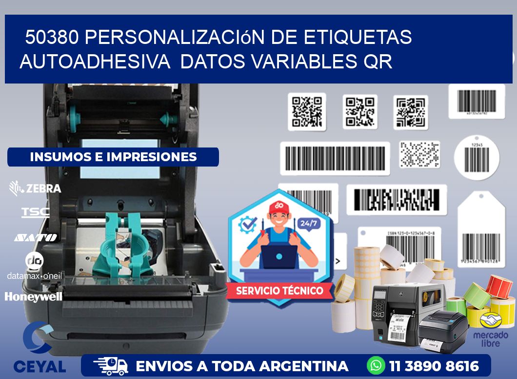 50380 Personalización de etiquetas autoadhesiva  datos variables QR