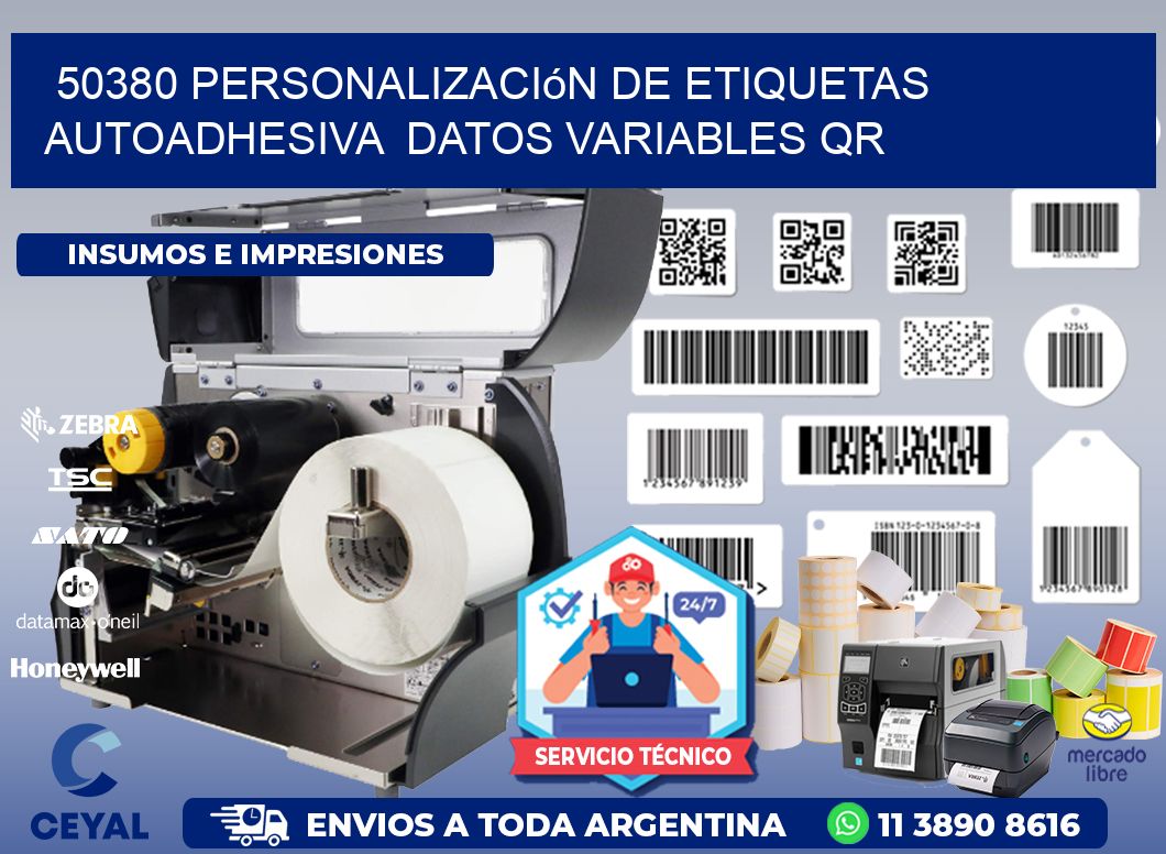 50380 Personalización de etiquetas autoadhesiva  datos variables QR