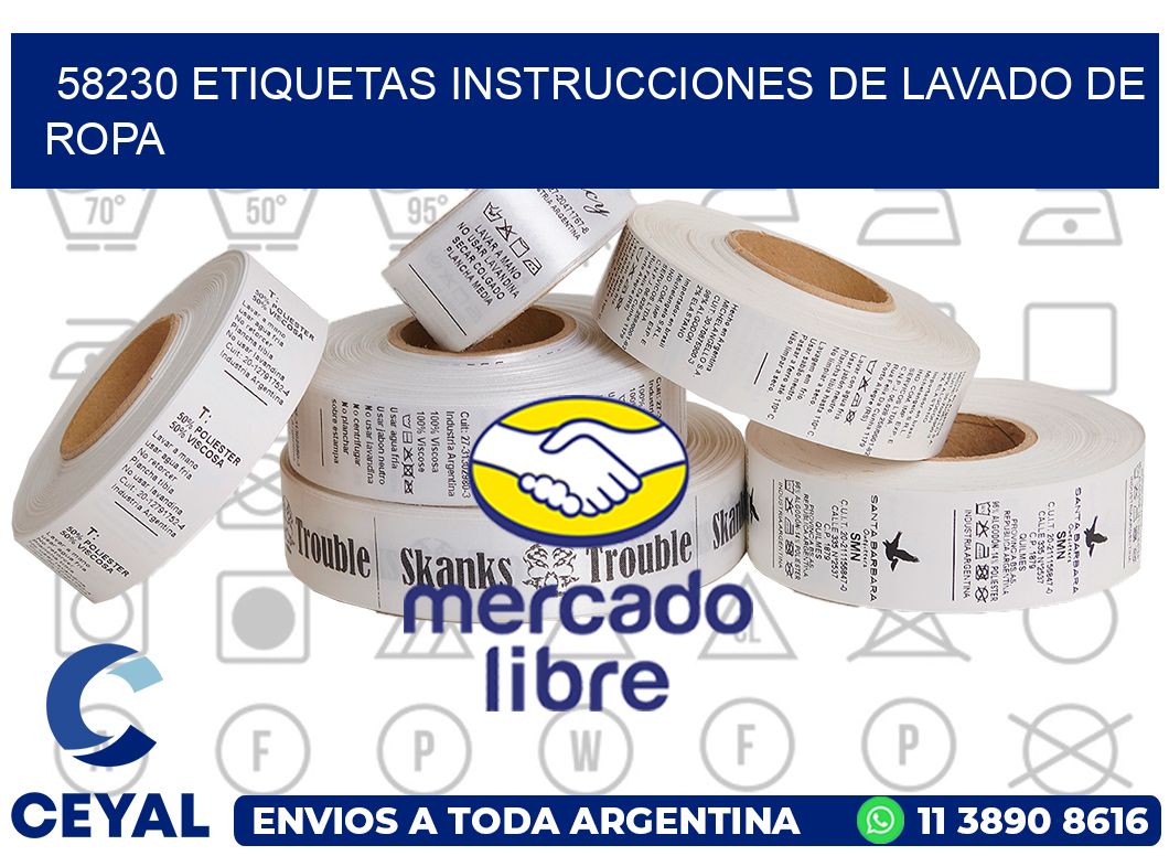 58230 etiquetas instrucciones de lavado de ropa