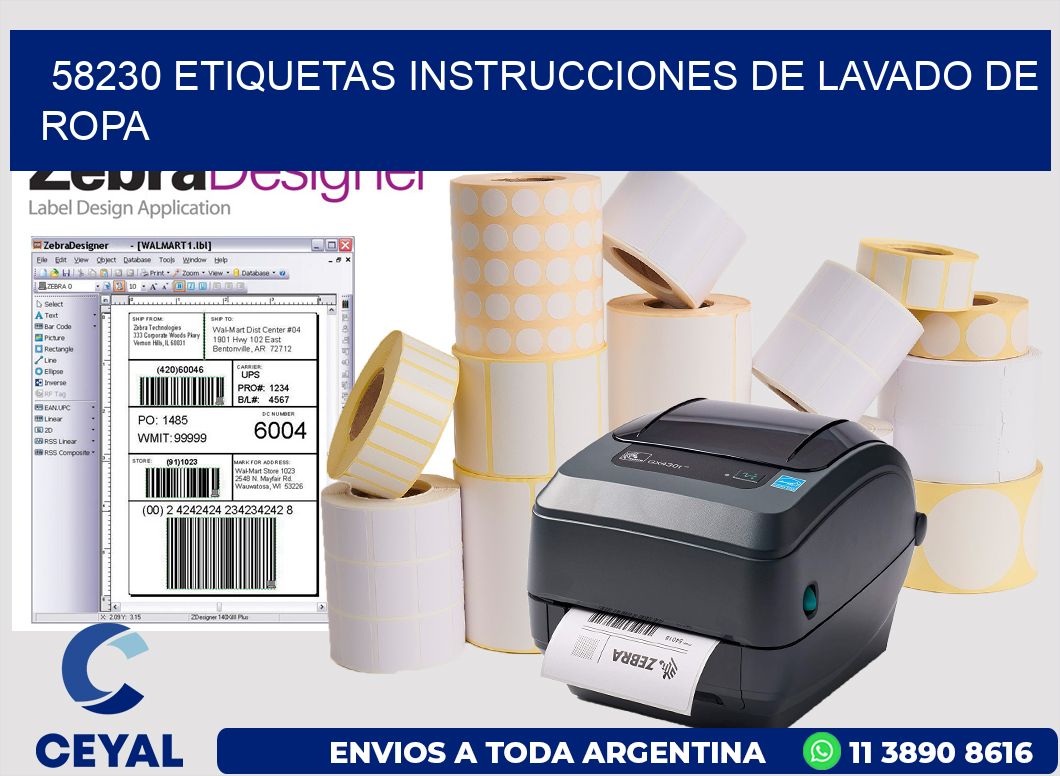 58230 etiquetas instrucciones de lavado de ropa