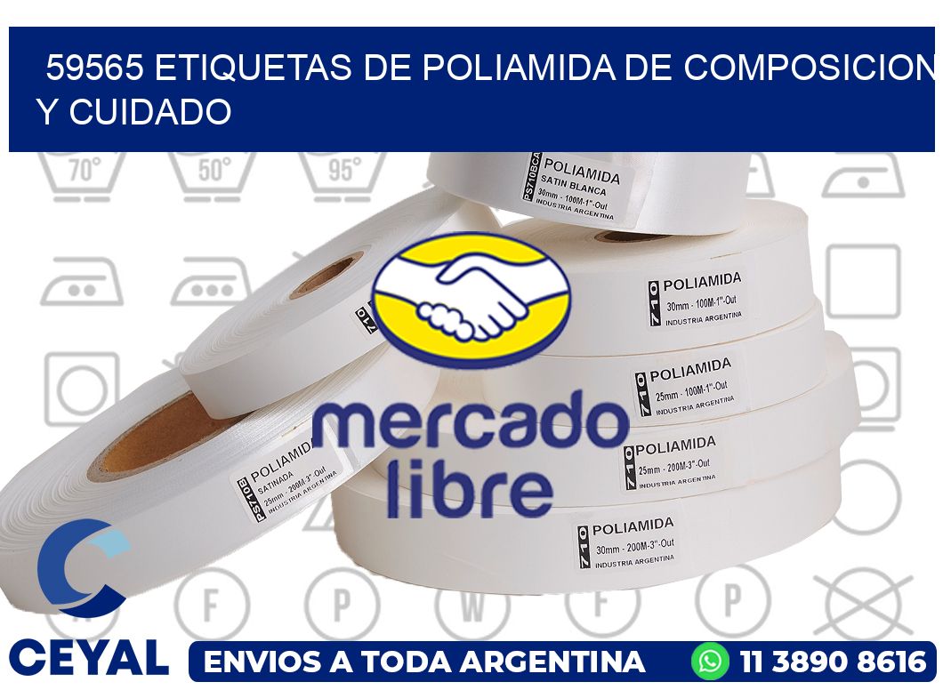 59565 etiquetas de poliamida de composicion y cuidado