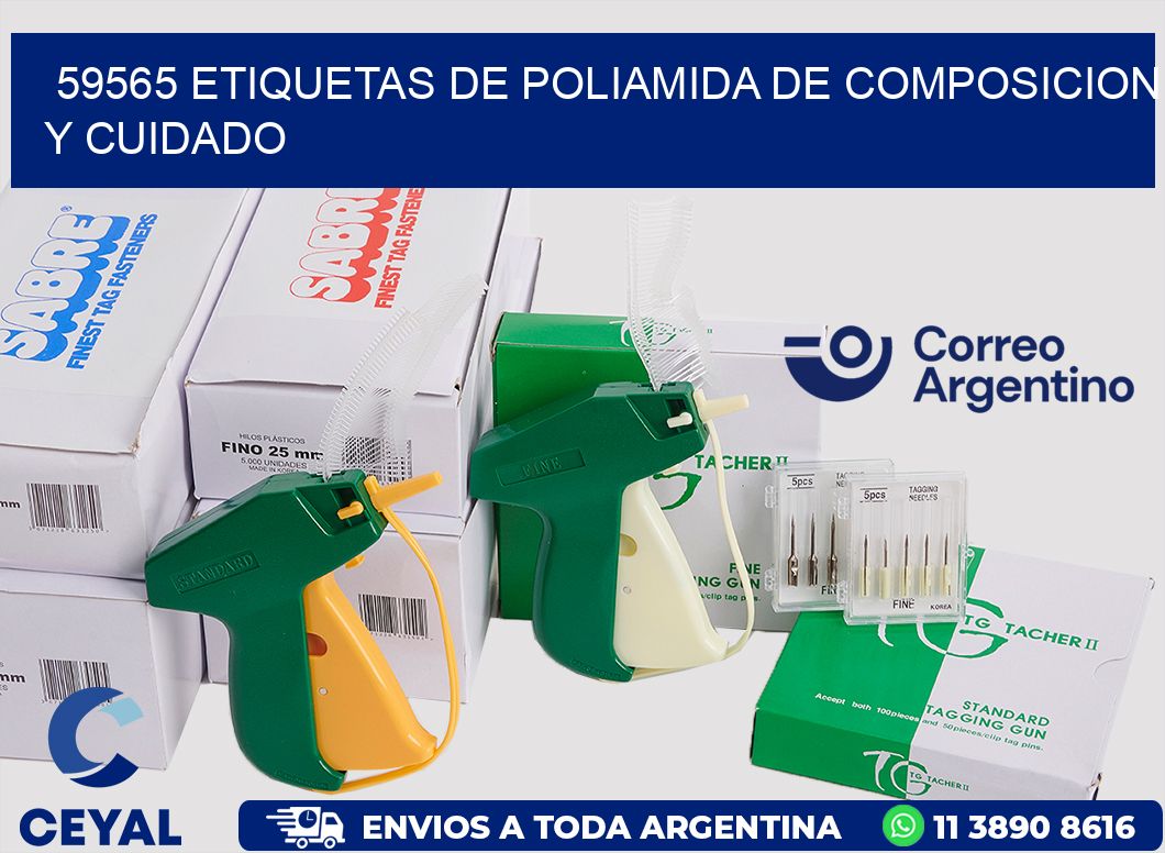 59565 etiquetas de poliamida de composicion y cuidado
