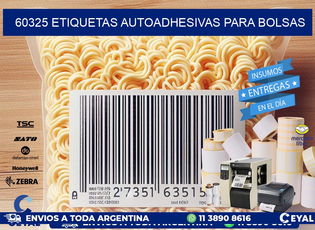 60325 etiquetas autoadhesivas para bolsas