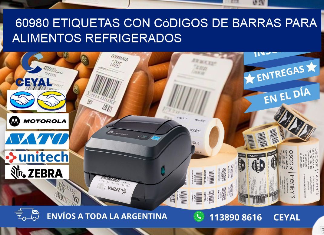 60980 Etiquetas con códigos de barras para alimentos refrigerados