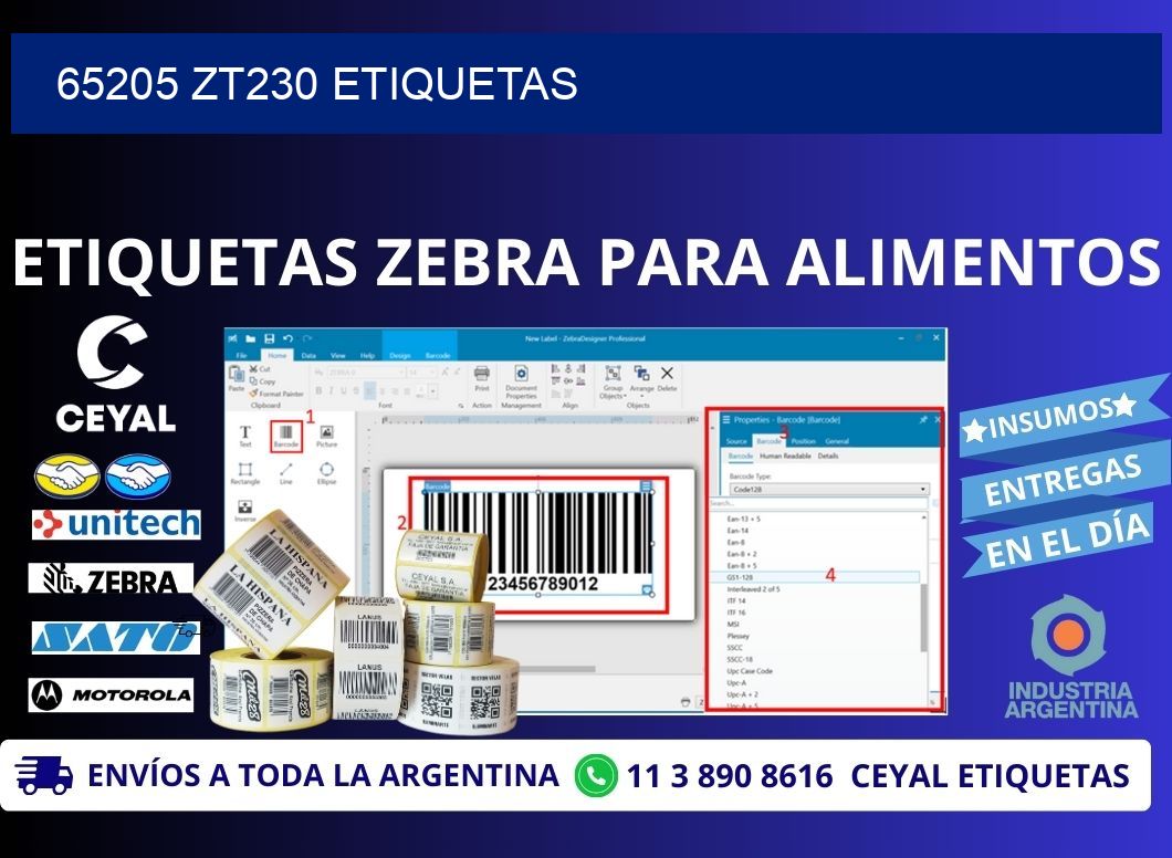 65205 ZT230 etiquetas