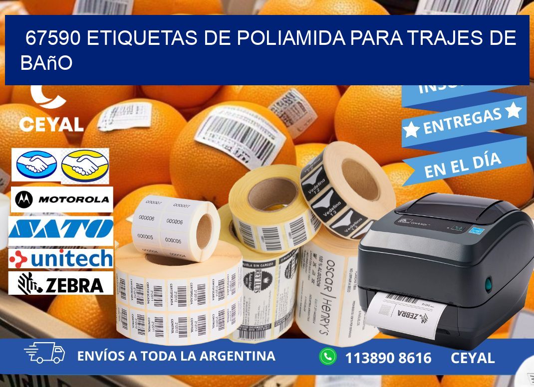 67590 etiquetas de poliamida para trajes de baño