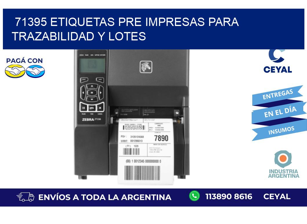 71395 etiquetas pre impresas para trazabilidad y lotes