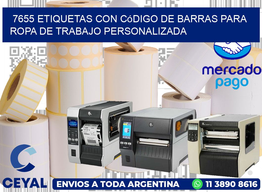 7655 Etiquetas con código de barras para ropa de trabajo personalizada