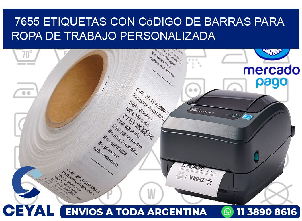 7655 Etiquetas con código de barras para ropa de trabajo personalizada