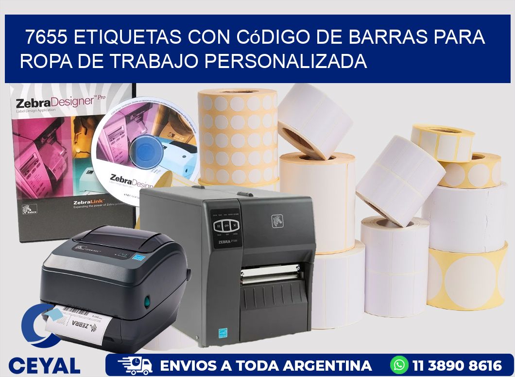 7655 Etiquetas con código de barras para ropa de trabajo personalizada