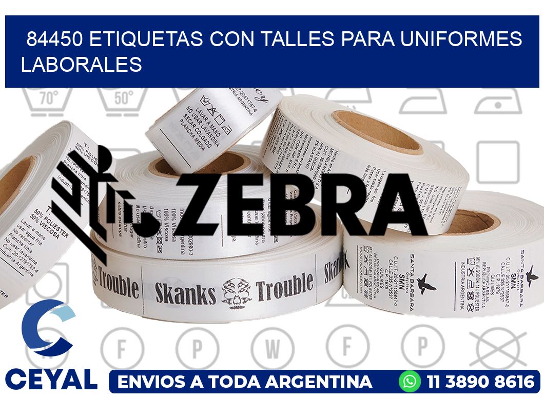 84450 etiquetas con talles para uniformes laborales