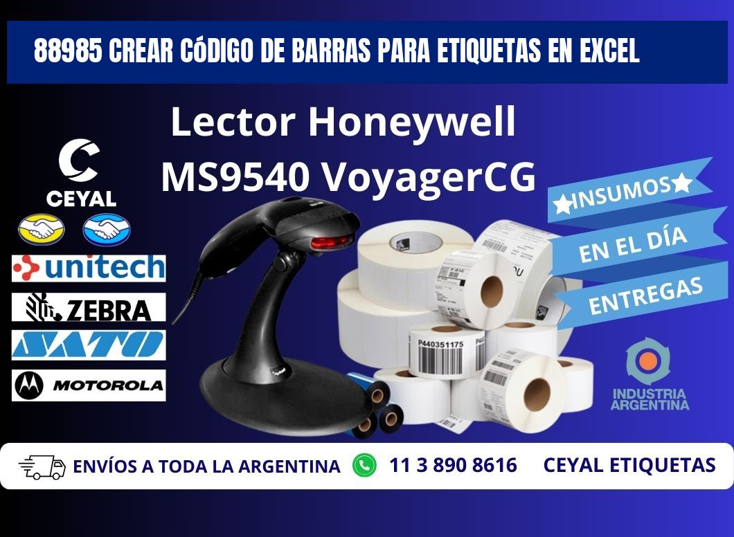 88985 Crear código de barras para etiquetas en Excel
