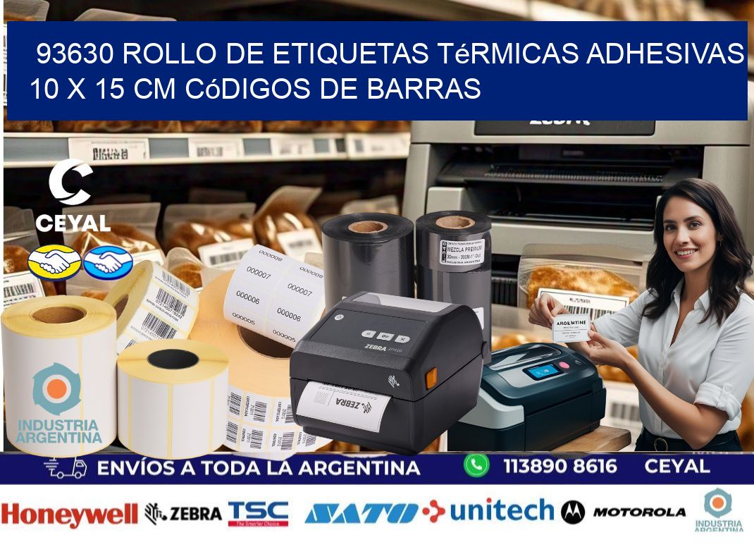 93630 Rollo de Etiquetas Térmicas Adhesivas 10 x 15 cm Códigos de Barras
