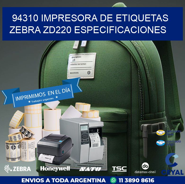94310 impresora de etiquetas Zebra ZD220 especificaciones