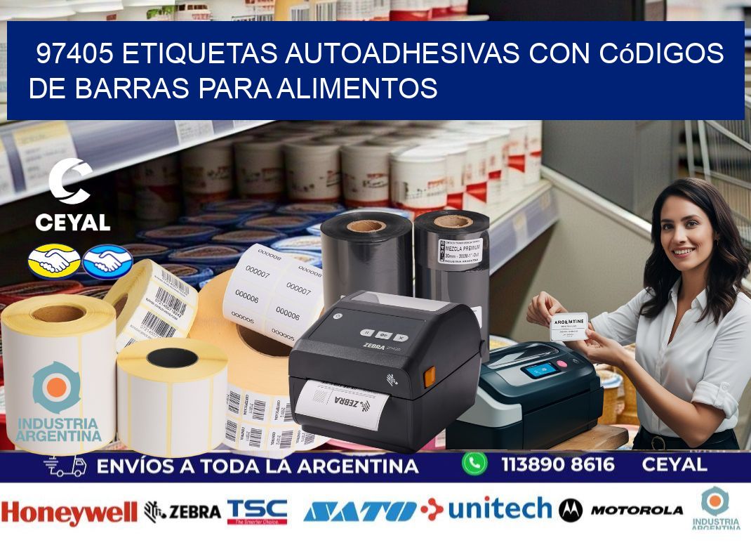 97405 Etiquetas autoadhesivas con códigos de barras para alimentos