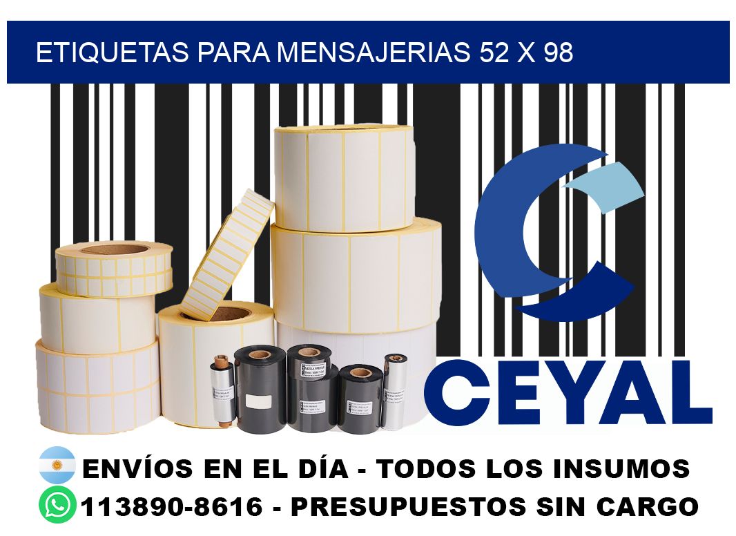 ETIQUETAS PARA MENSAJERIAS 52 x 98
