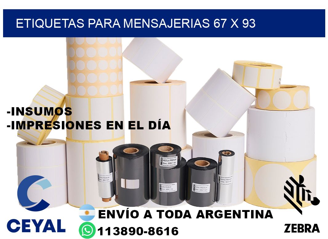 ETIQUETAS PARA MENSAJERIAS 67 x 93