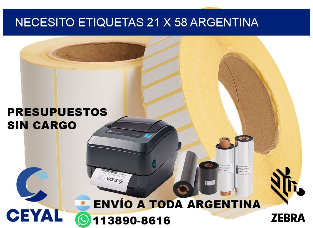 Necesito etiquetas 21 x 58 argentina
