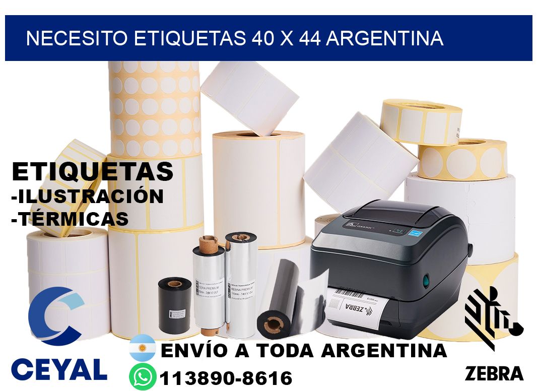 Necesito etiquetas 40 x 44 argentina