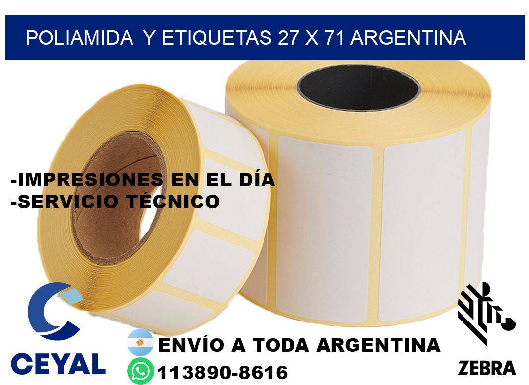 Poliamida  y etiquetas 27 x 71 argentina