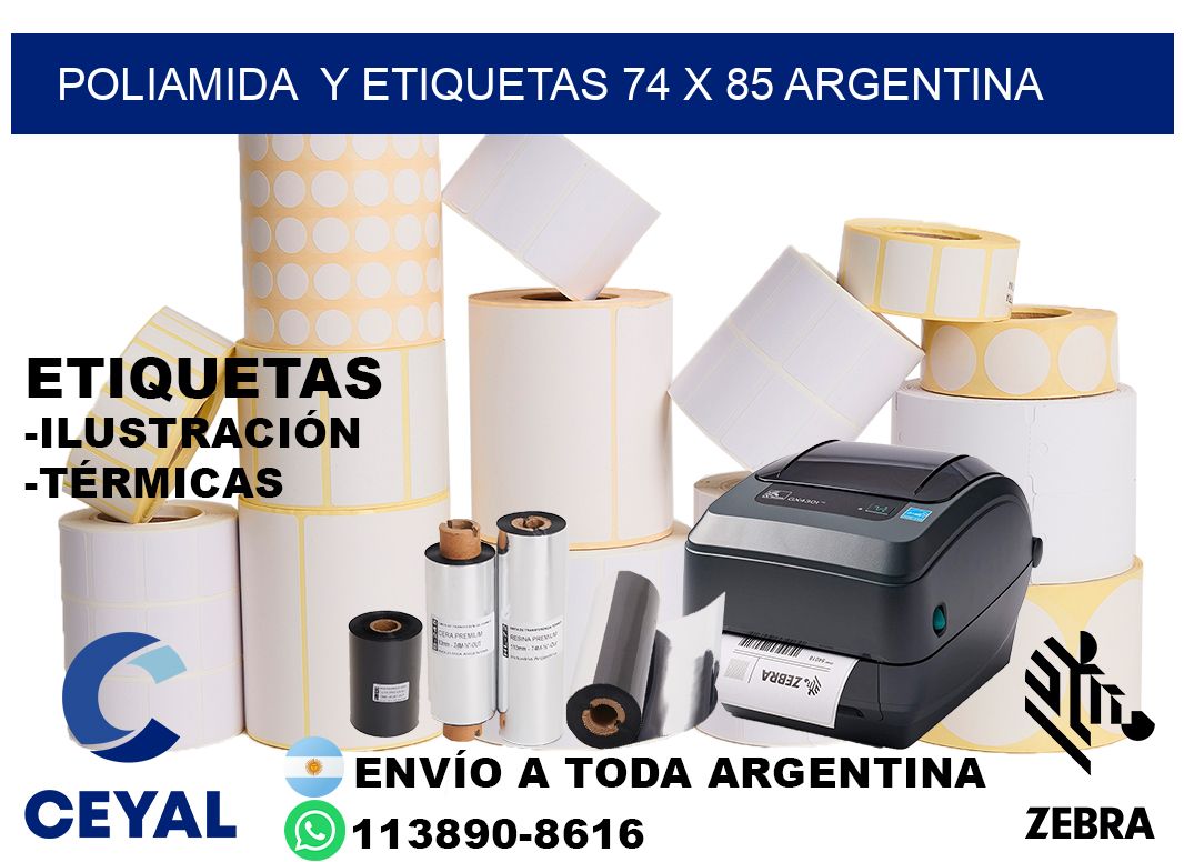 Poliamida  y etiquetas 74 x 85 argentina