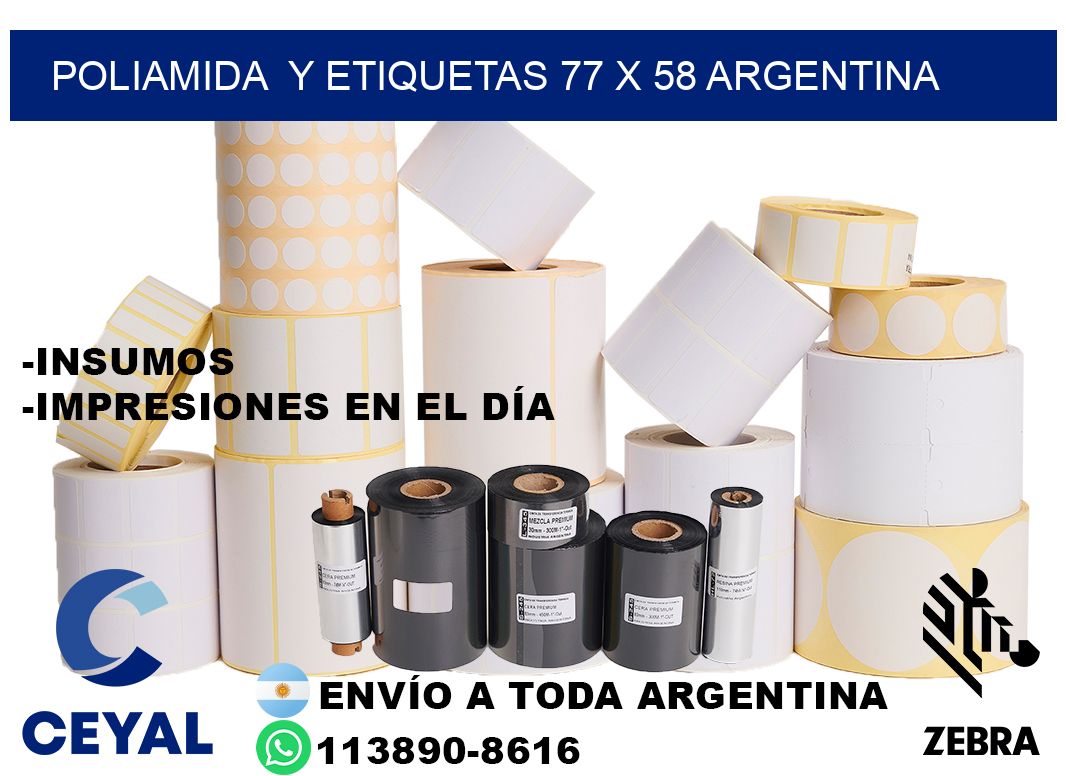 Poliamida  y etiquetas 77 x 58 argentina