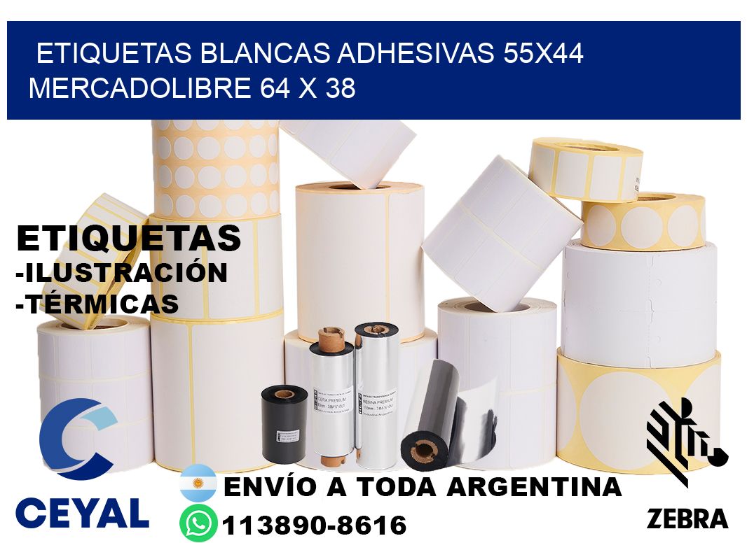etiquetas blancas adhesivas 55x44 mercadolibre 64 x 38