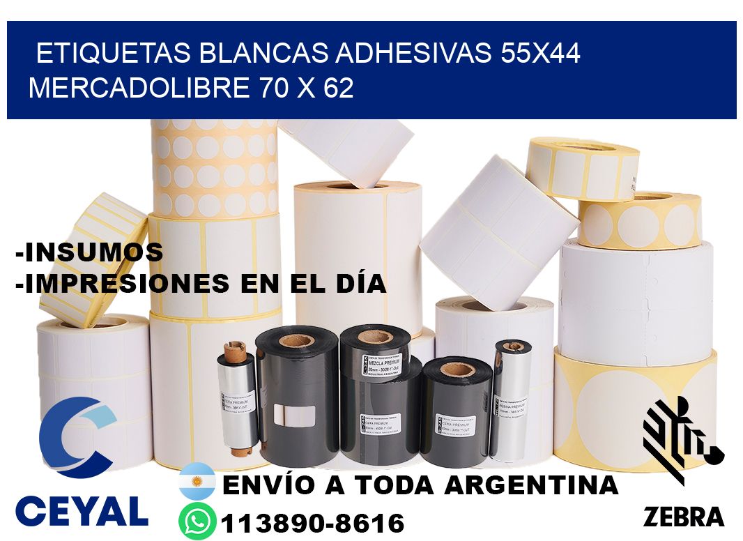 etiquetas blancas adhesivas 55x44 mercadolibre 70 x 62