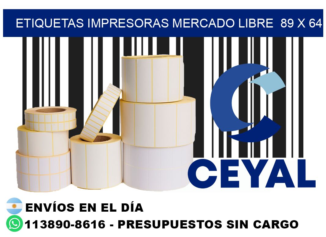 etiquetas impresoras mercado libre  89 x 64