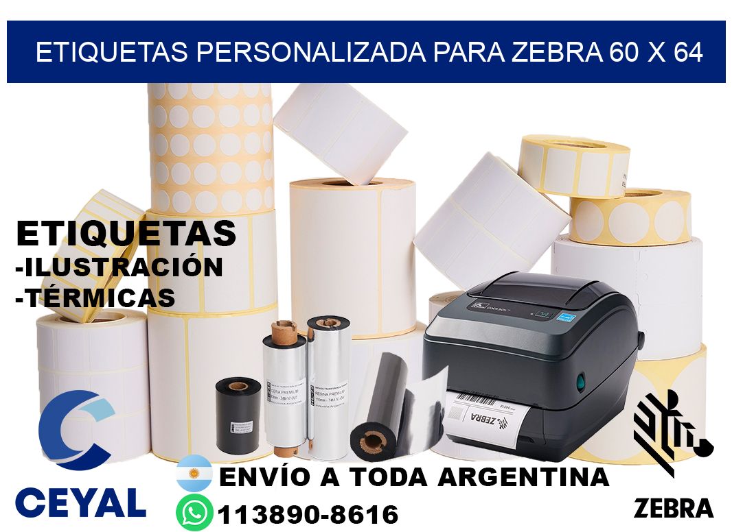 etiquetas personalizada para zebra 60 x 64