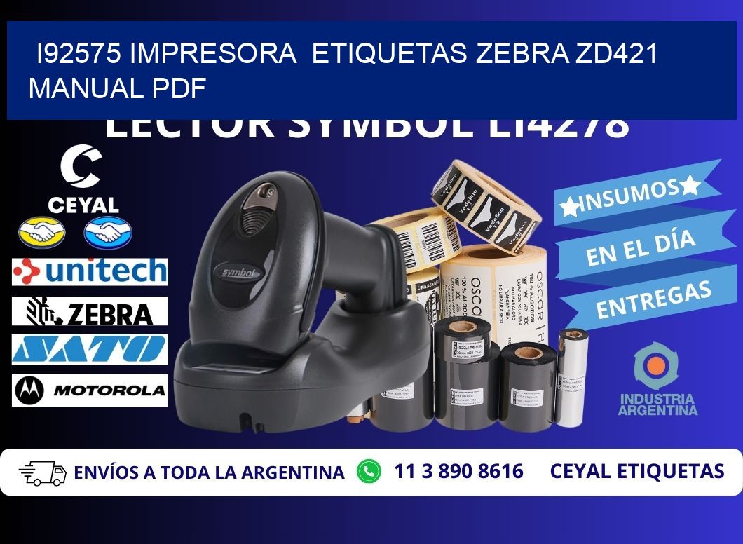 i92575 impresora  etiquetas Zebra ZD421 manual PDF