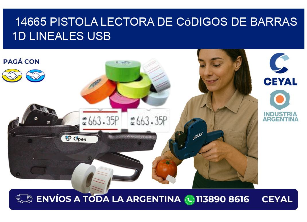14665 Pistola Lectora De Códigos De Barras 1d Lineales Usb