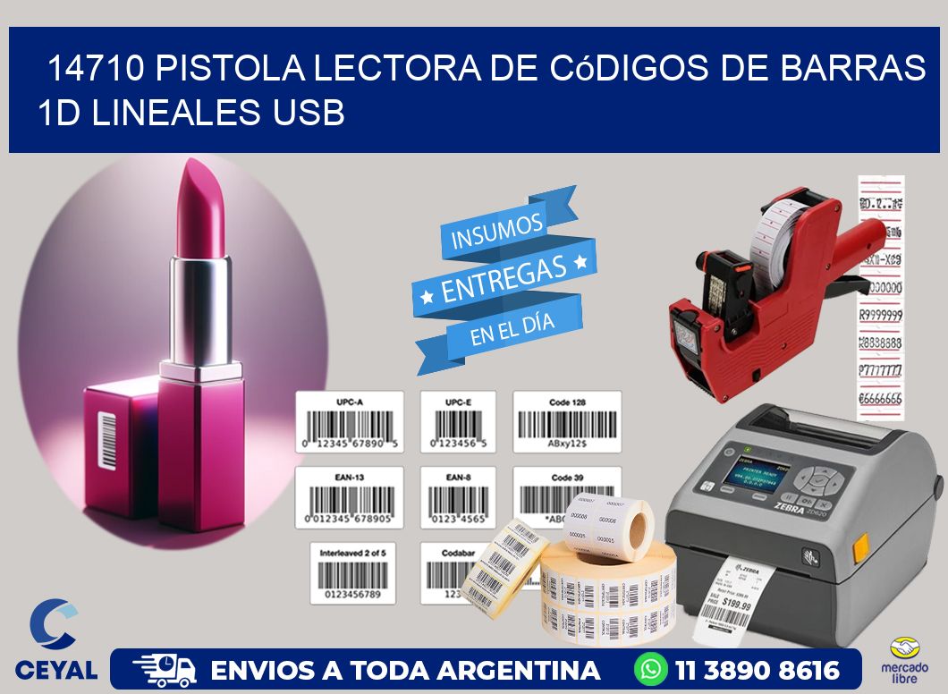 14710 Pistola Lectora De Códigos De Barras 1d Lineales Usb