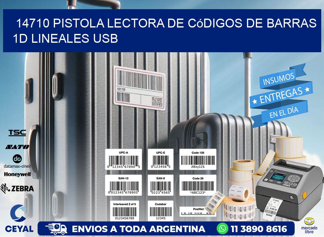 14710 Pistola Lectora De Códigos De Barras 1d Lineales Usb