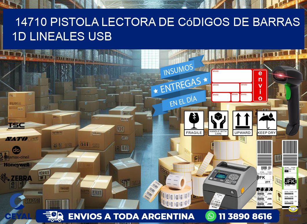 14710 Pistola Lectora De Códigos De Barras 1d Lineales Usb