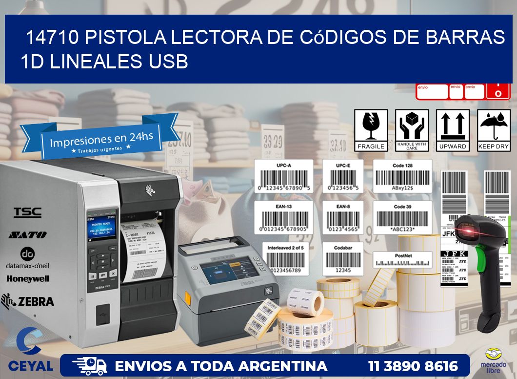 14710 Pistola Lectora De Códigos De Barras 1d Lineales Usb