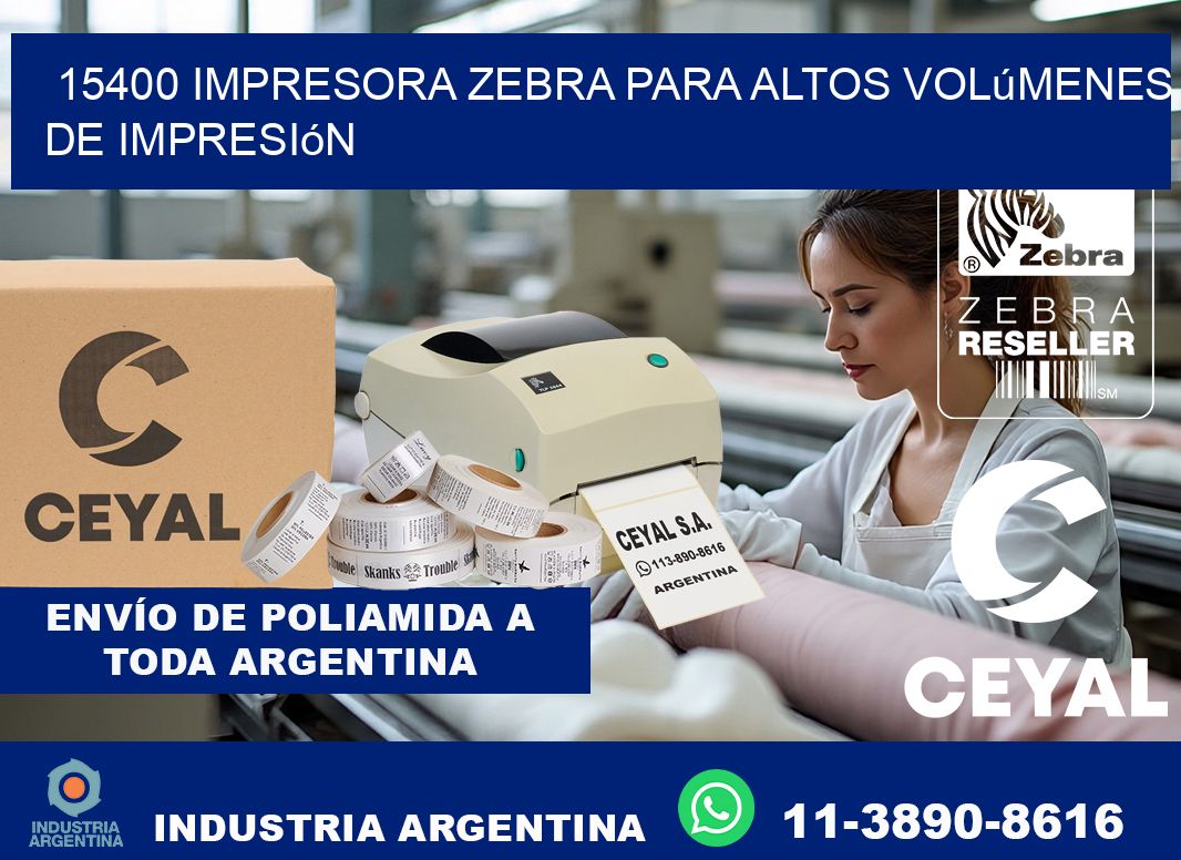 15400 impresora zebra para altos volúmenes de impresión